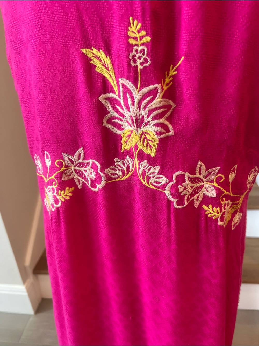 Bright Pink Embroidered Tie-Front Swim Coverup - Picture 5 of 6